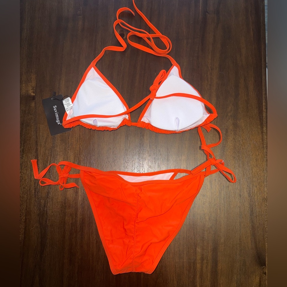 Suvimuga - Bright Orange Triangle Bikini Set - Size Small - Picture 2 of 4